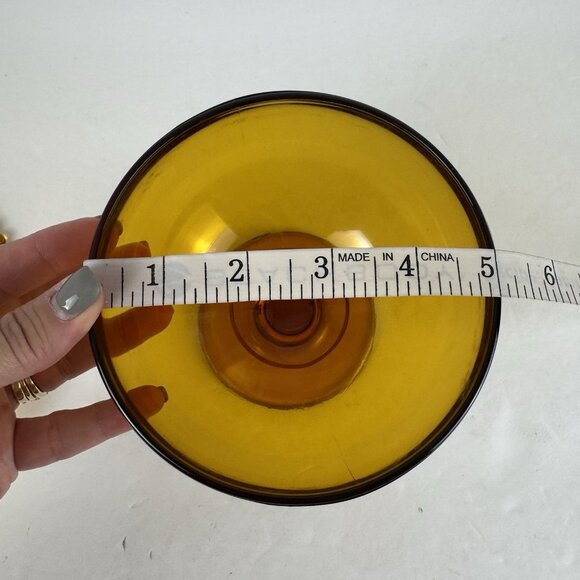 Indiana Glass Amber Vintage 60s Retro Beaded Edge Compote Lid Covered Candy Dish - Picture 11 of 11